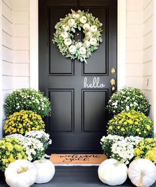 front door mums yellow green - @homehydrangea