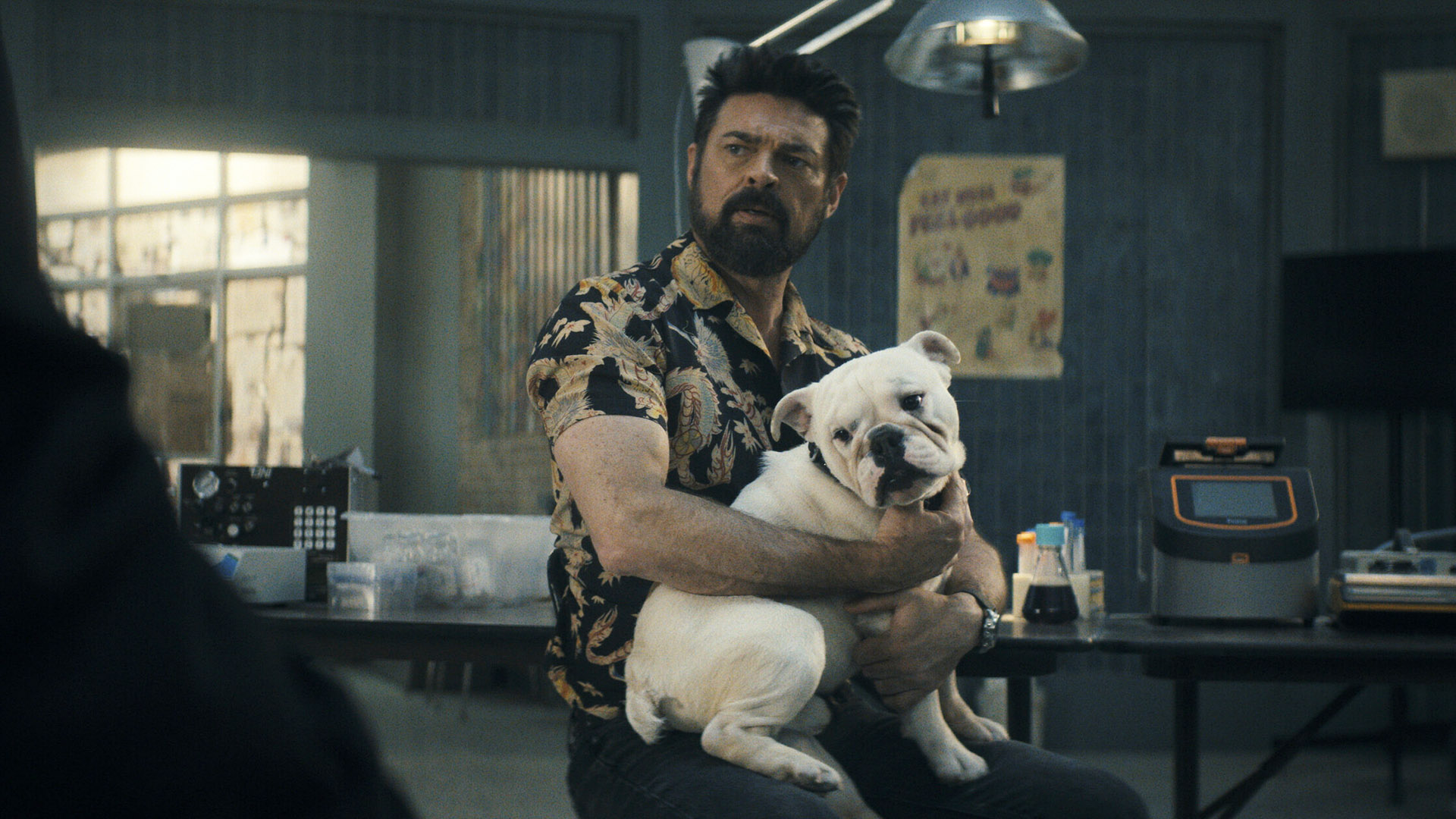 Billy Butcher holding his dog Terror in The Boys season 5 episode 5