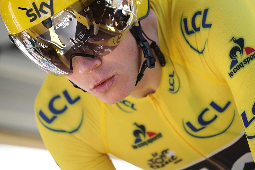 Chris Froome prepares to start the stage 13 time trial.