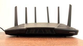 The front of the Synology RT6600ax Wi-Fi 6 router