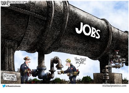 Editorial Cartoon U.S. biden keystone xl jobs pipeline