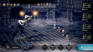 Screenshot of battle in Octopath Travler: CotC.