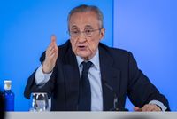 Florentino Perez, President of Real Madrid, speaks during a press conference announcing that he will call elections for the presidency of Real Madrid at Ciudad Real Madrid on May 12, 2026, in Madrid, Spain. (Photo by Alberto Gardin/NurPhoto)