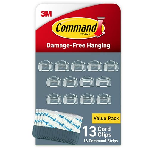Amazon.com: Command Round Cord Clips, Damage Free Hanging Cable Clips, No Tools Wall Clips for Hanging Electrical Cables, 13 Clear Cord Clips and 16 Command Strips : Industrial & Scientific