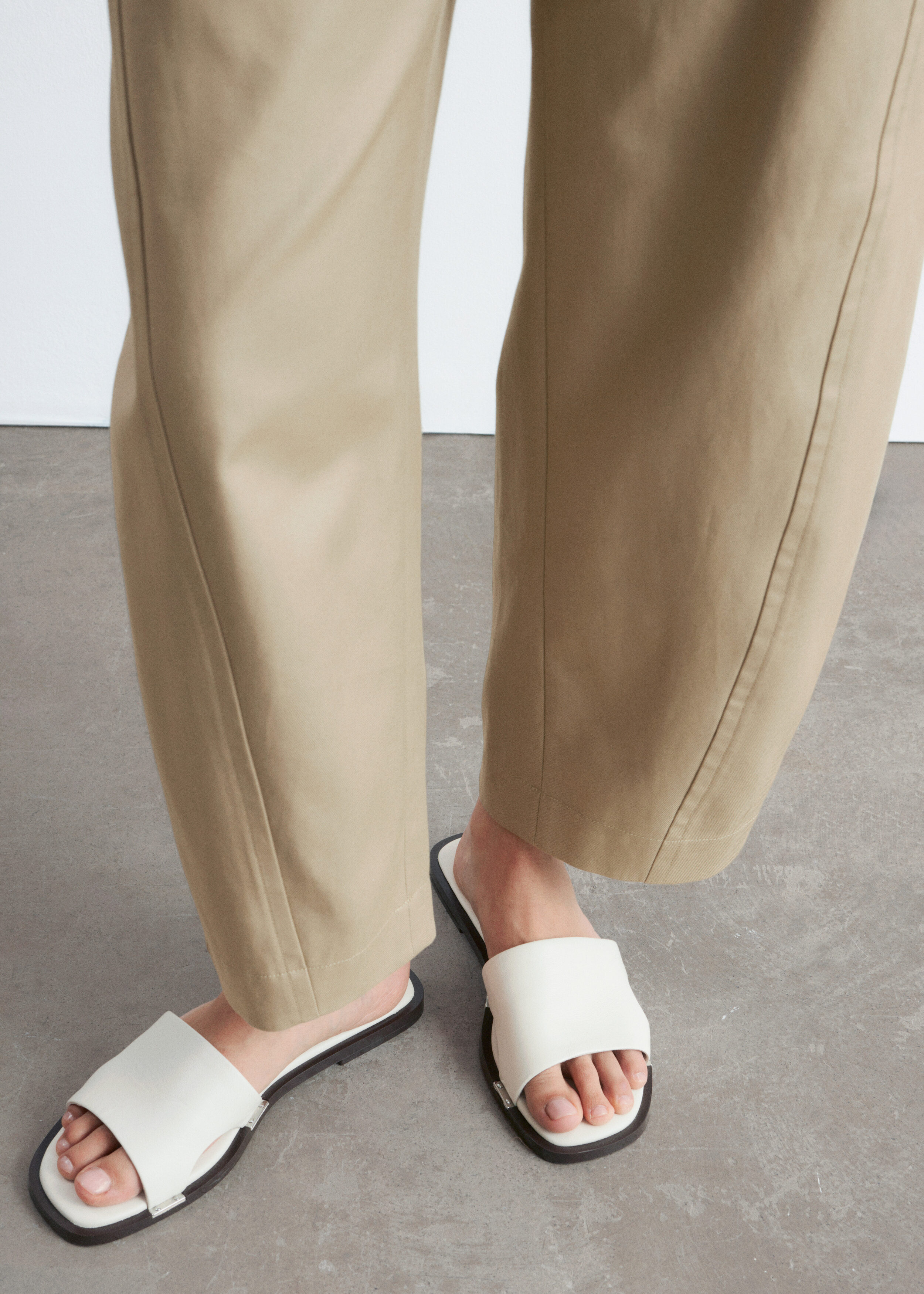 Metal-Detail Leather Slides