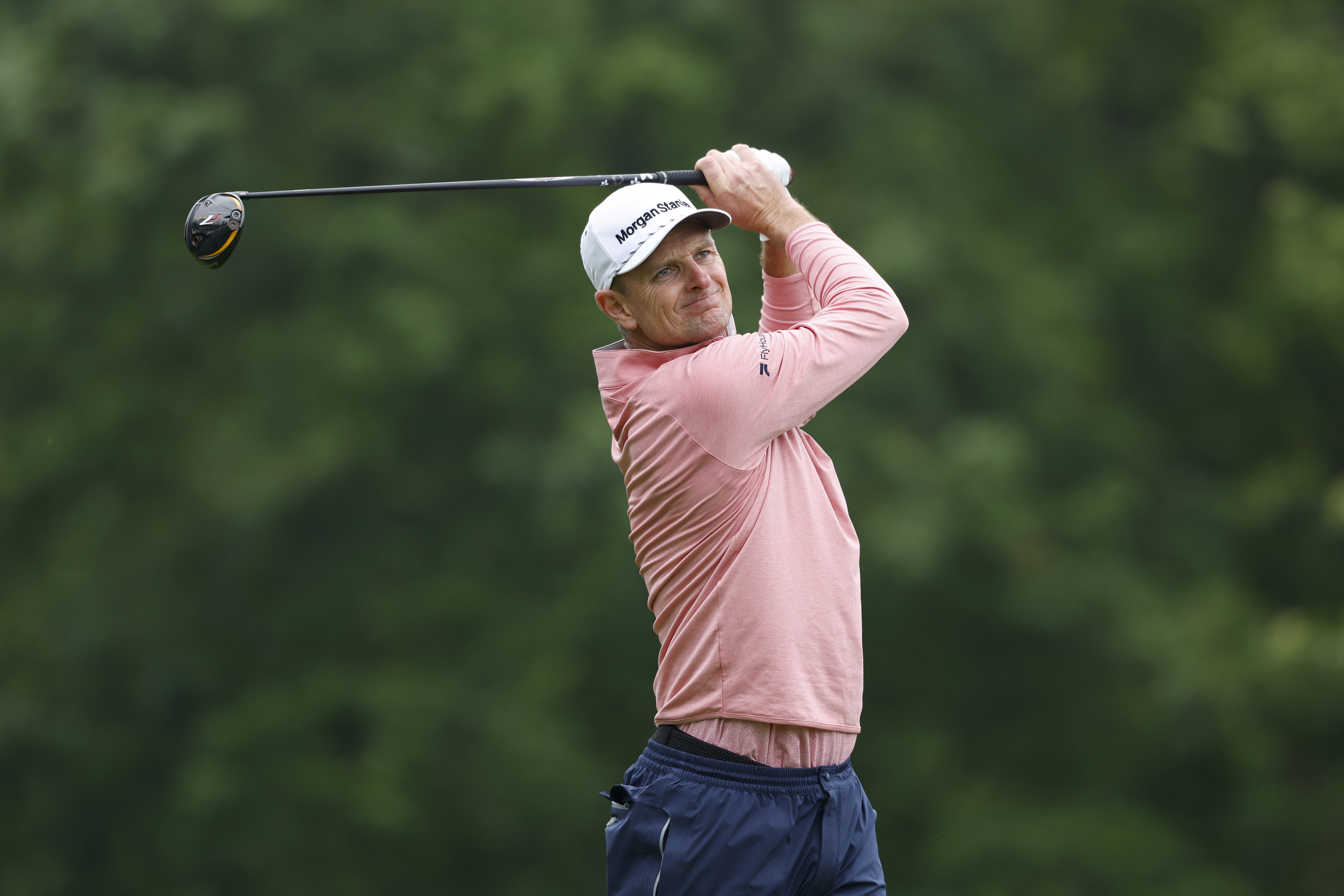 Justin Rose hits a driver off the tee