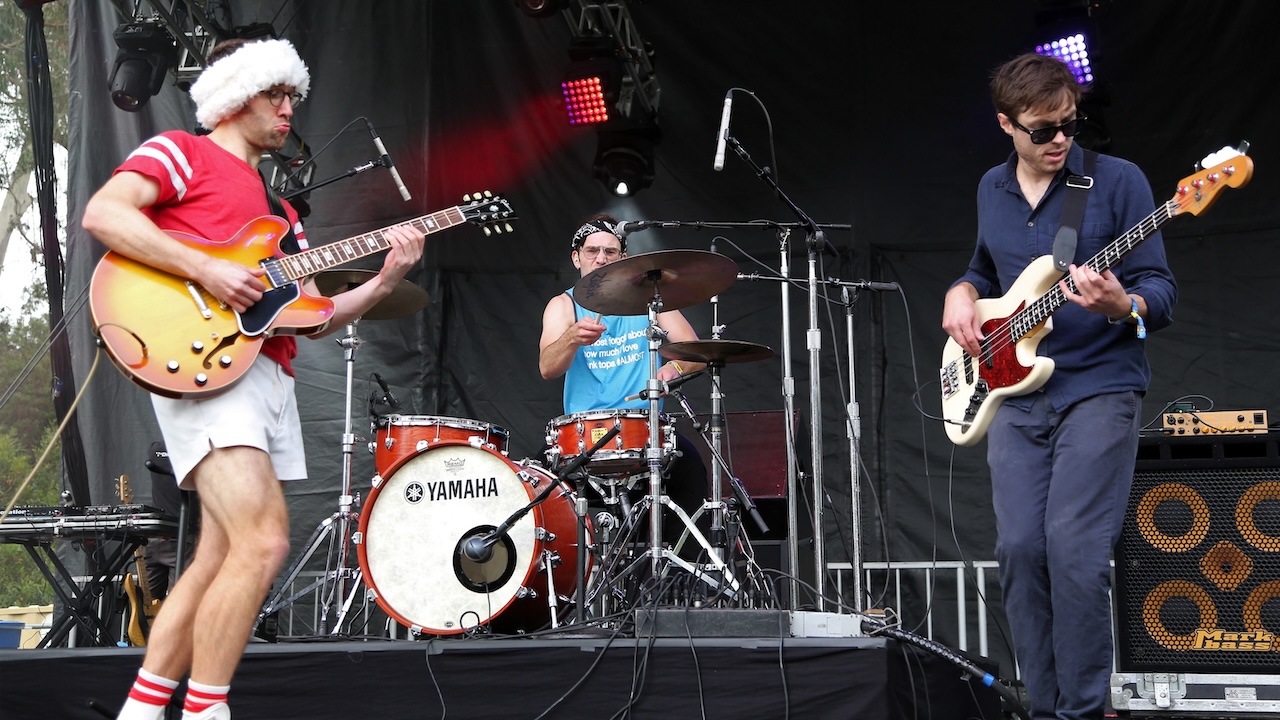 Musicians Jack Stratton (L) and Joe Dart (C) of Vulfpeck perform on the Panhandle Stage during the 2016 Outside Lands Music And Arts Festival at Golden Gate Park on August 5, 2016 in San Francisco, California.