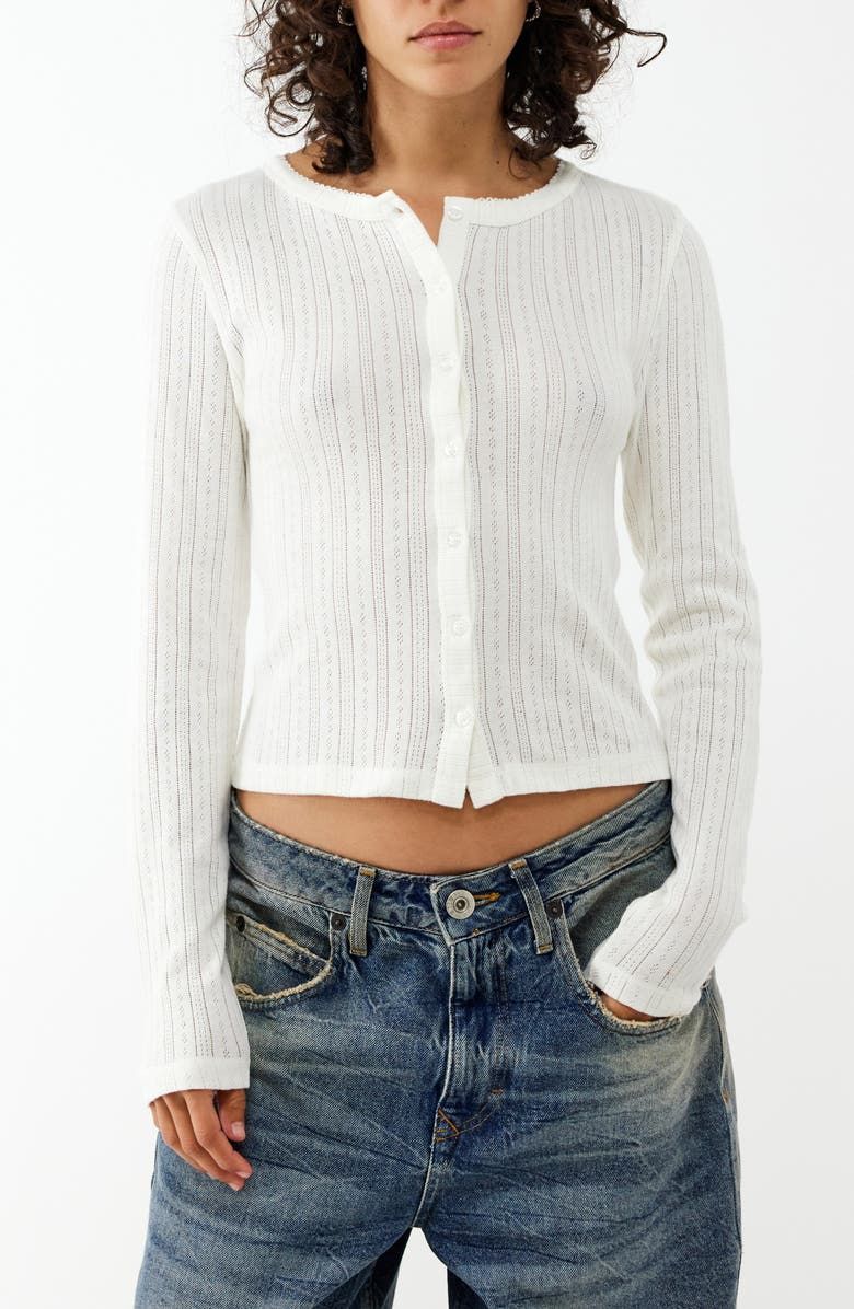 Love Pointelle Stitch Cotton Cardigan