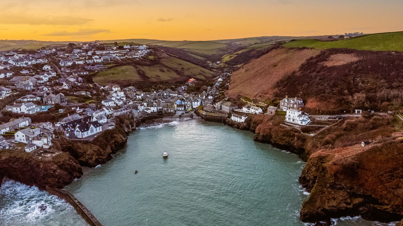 Aerial view of Port Isaac harbour