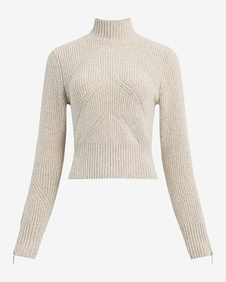 Express Ribbed Mock Neck Zipper Sleeve Sweater