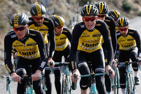 Steven Kruijswijk and Robert Gesink model the 2017 LottoNL-Jumbo team kit