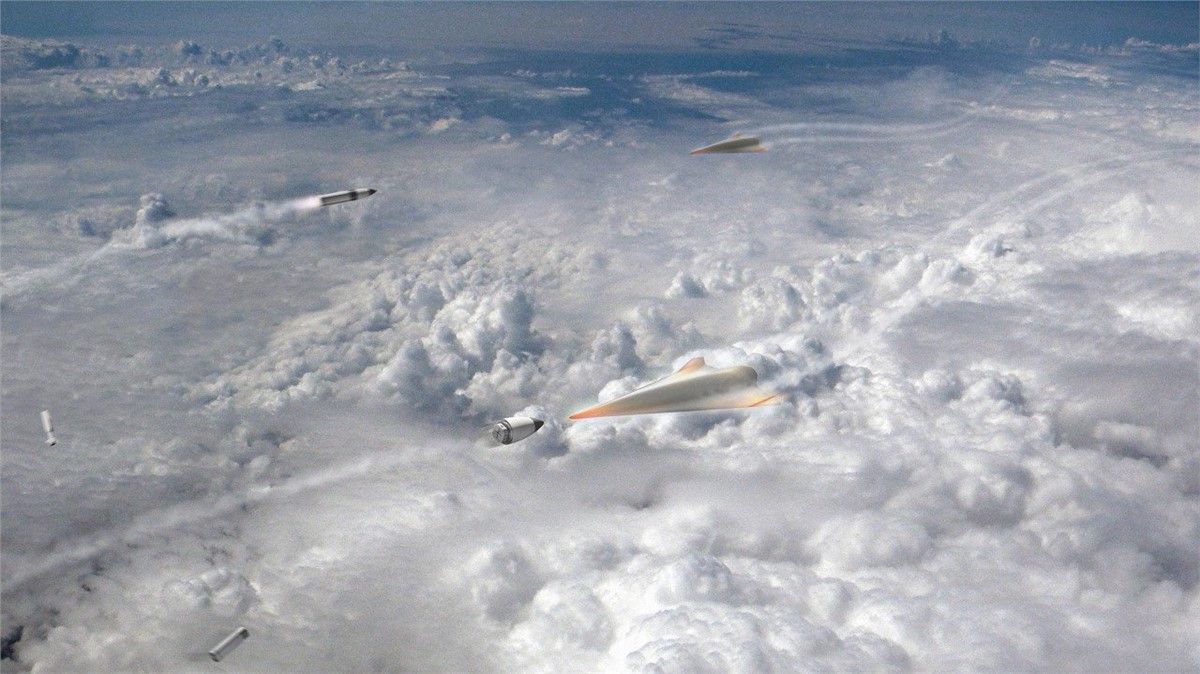 Artist&#039;s conception of DARPA&#039;s Glide Breaker missile interceptor in action.