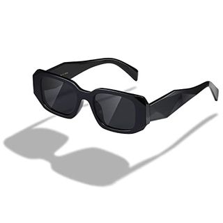 Trendige rechteckige Kimorn-Sonnenbrille für Damen und Herren, 90er-Jahre-Vintage-Sonnenbrille mit quadratischem Rahmen, trendige Retro-Sonnenbrille (schwarz)