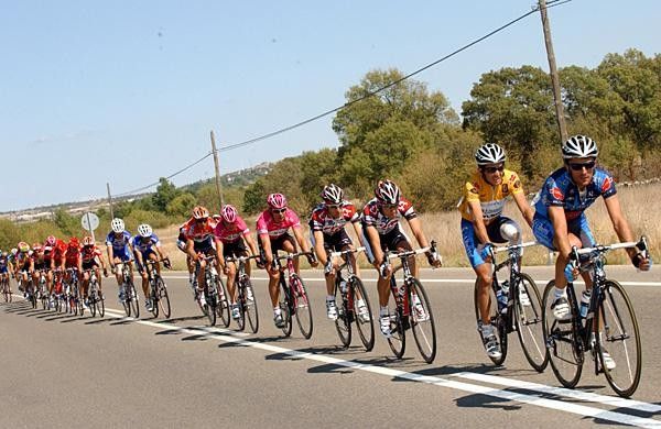 The various teams protecting their leaders in the peloton
