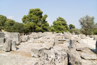 Ruins of the Temple of Zeus in Olympia, Greece.