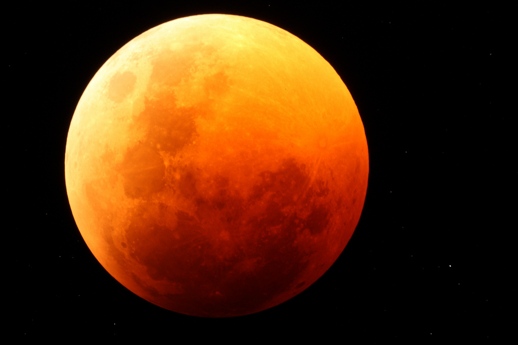 The moon turned a blood red over the Sossusvlei Desert Lodge on NamibRand Nature Reserve in Namibia in this stunning photo taken by skywatcher George Tucker on June 15, 2011. 