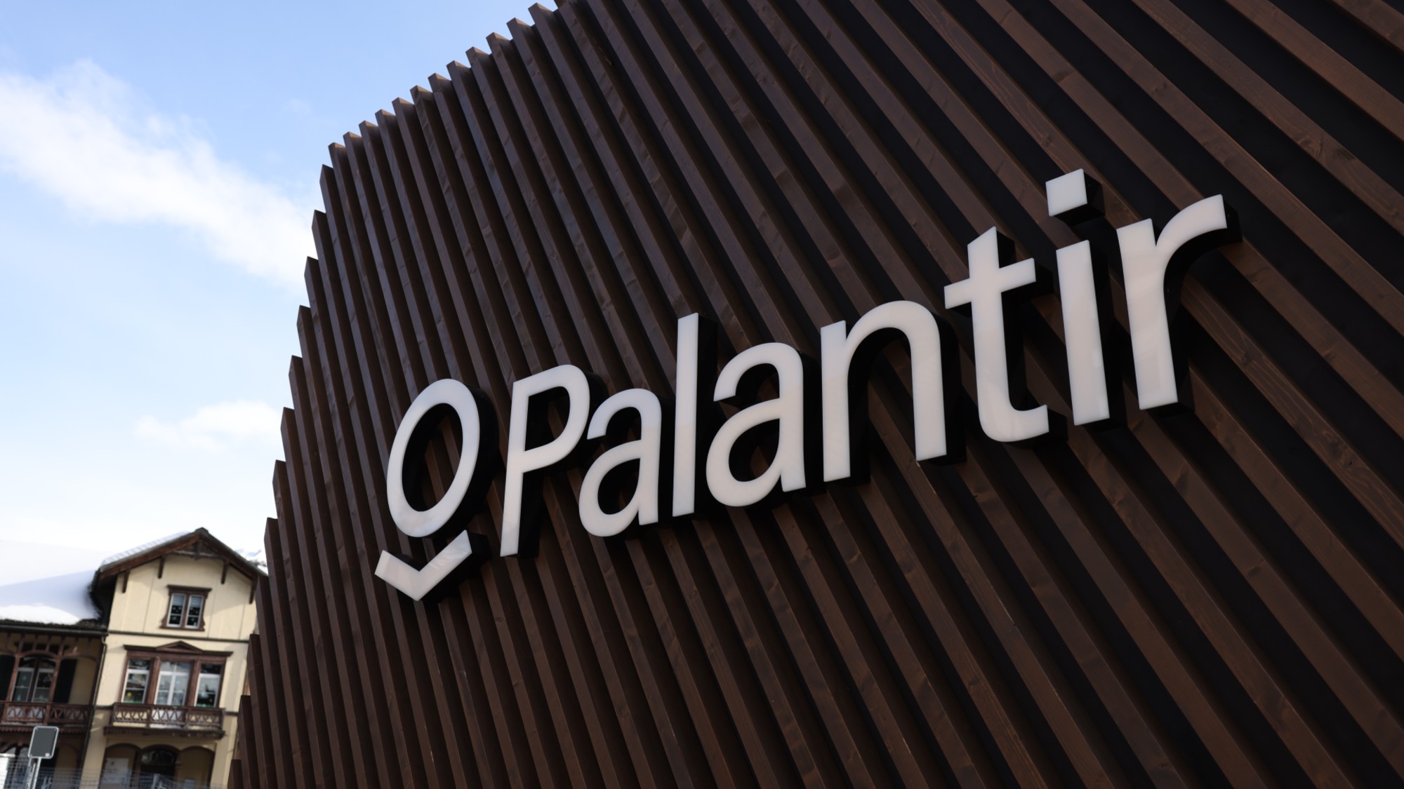 The Palantir logo is seen during the World Economic Forum in Davos, Switzerland, on Jan. 19, 2025. 