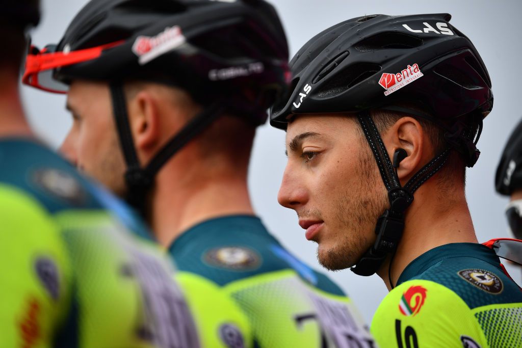 ROCCARASO ITALY OCTOBER 11 Start Matteo Spreafico of Italy and Team Vini Zabu KTM Team Presentation during the 103rd Giro dItalia 2020 Stage 9 a 207km stage from San Salvo to Roccaraso Aremogna 1658m girodiitalia Giro on October 11 2020 in Roccaraso Italy Photo by Stuart FranklinGetty Images