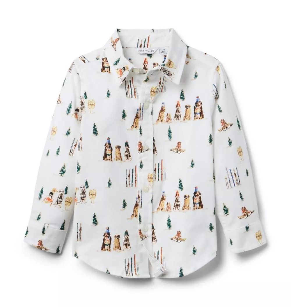 JJ, Gray Malin X Janie and Jack Dog Flannel Shirt