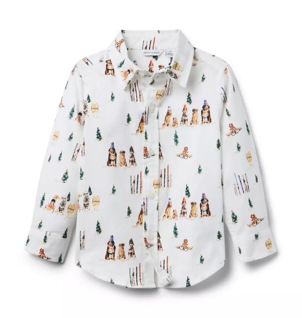 JJ, Gray Malin X Janie and Jack Dog Flannel Shirt