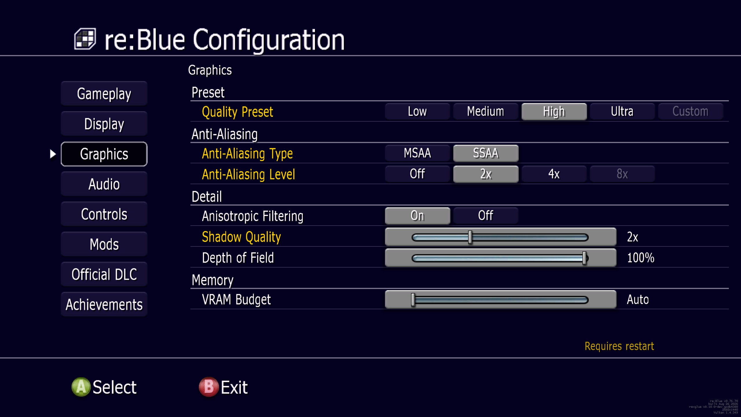 Blue Dragon recompilation PC port features