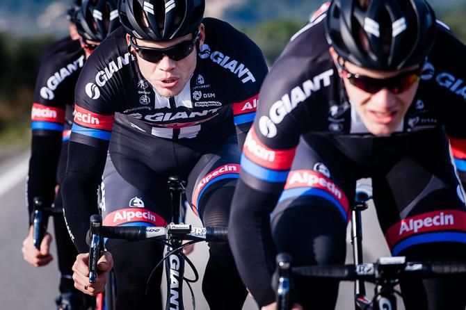 Giant-Alpencin has gone for black, red and blue clothing for 2015