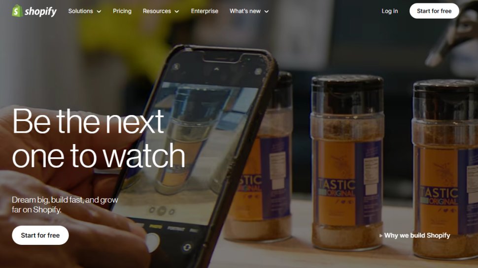 Website screenshot of Shopify (October, 2025)