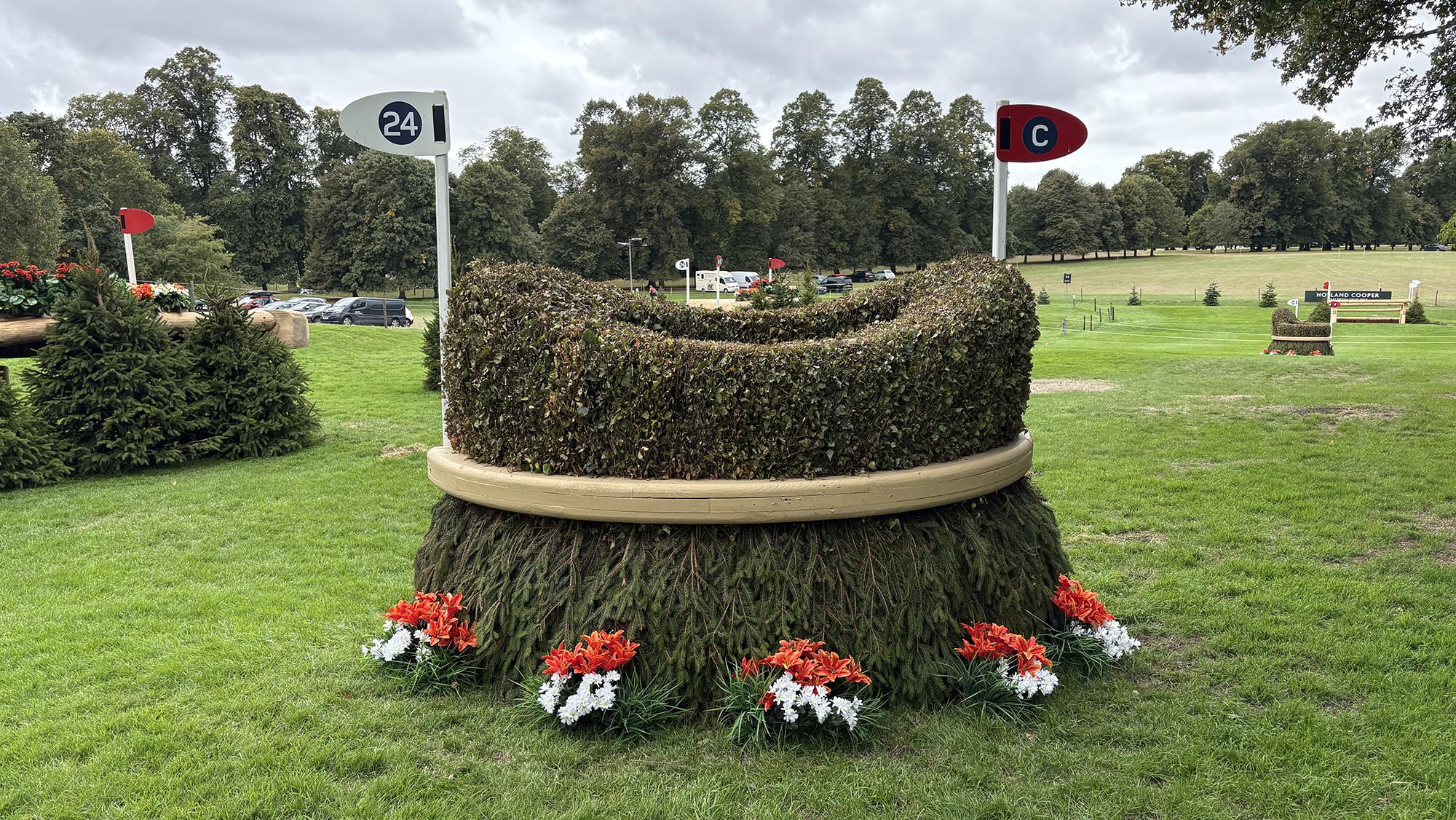 Half moon brush fence on the Burghley cross-country course 2026