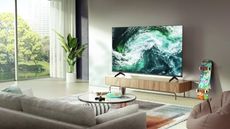 Hisense E7H TV lifestyle image in living room