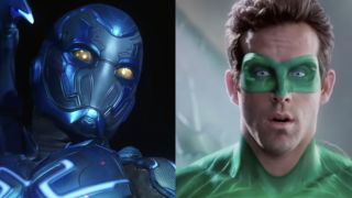 Xolo Maridueña starring in Blue Beetle (2023), Ryan Reynolds in The Green Lantern (2011)