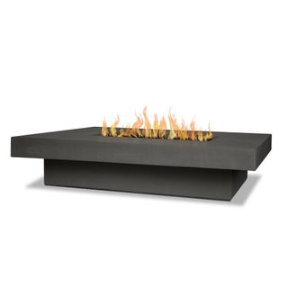 A West Elm Concrete Lipped Rectangle Fire Table