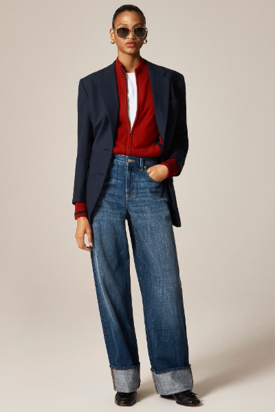J.Crew, Cuffed Lower-Rise Wide-Leg Jean