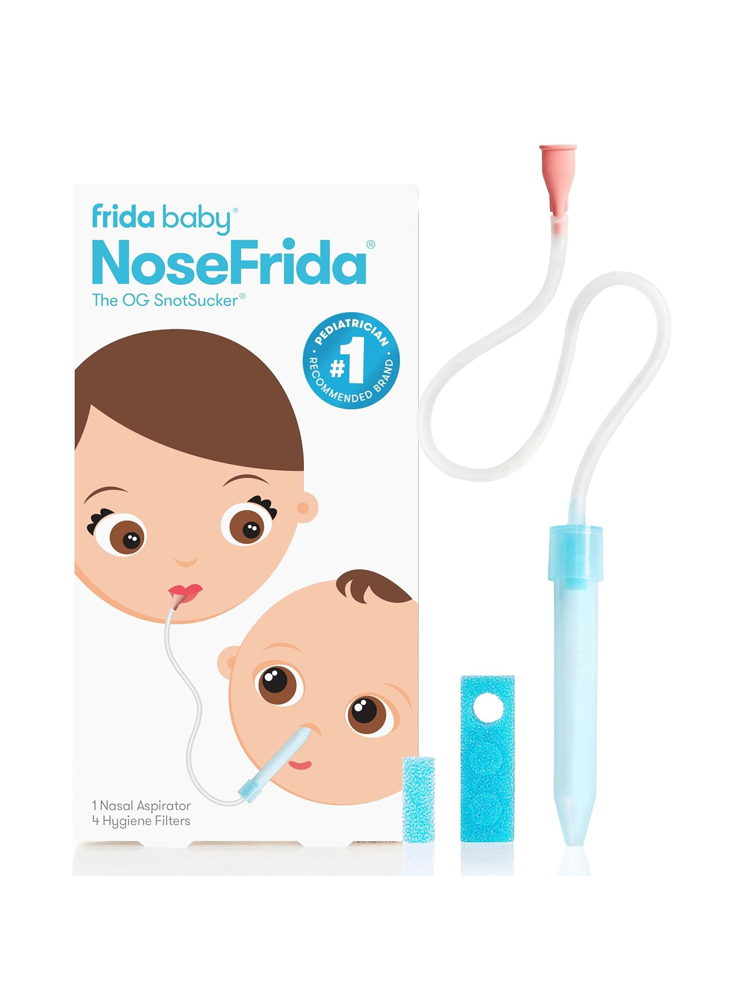Frida Baby, Frida Baby Nosefrida Snotsucker for Baby, Nasal Aspirator for Baby, Nose Sucker Baby Nasal Aspirator &amp;amp; 4 Hygiene Filters to Help Baby Breathe Easy