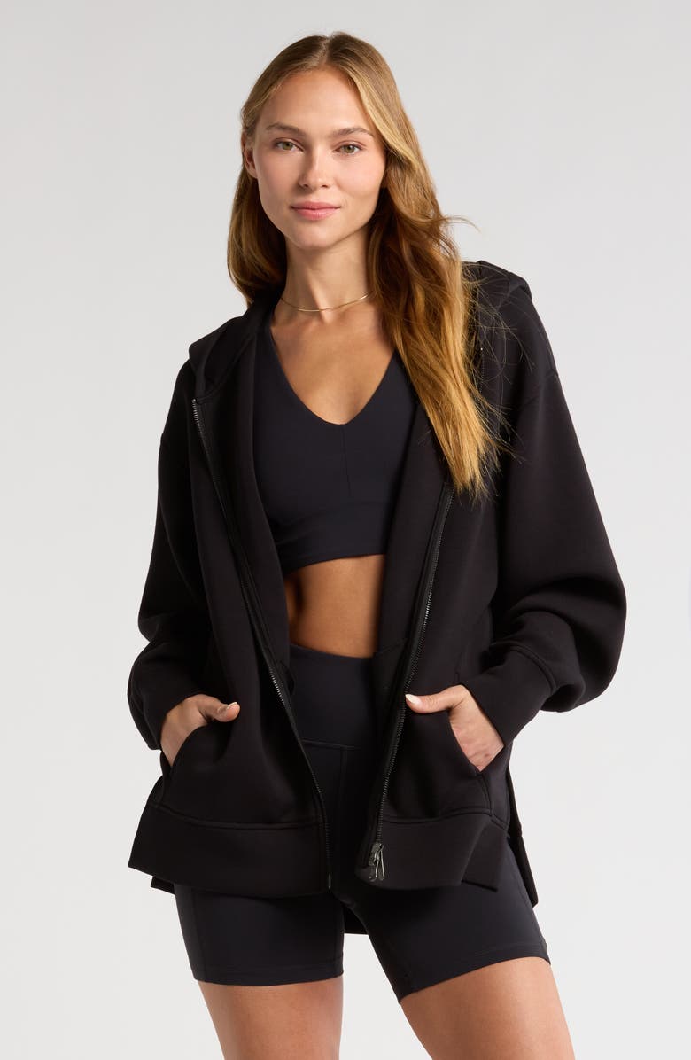 Relaxed Fit High-Low Zip Hoodie