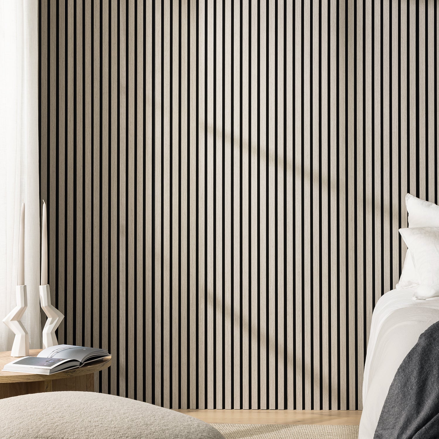 Slatwall Acoustic Grey Oak Slatted Wall Panel - 2.4m X 0.6m