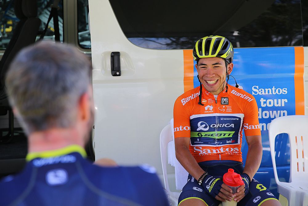 Caleb Ewan before the start of stage 2.