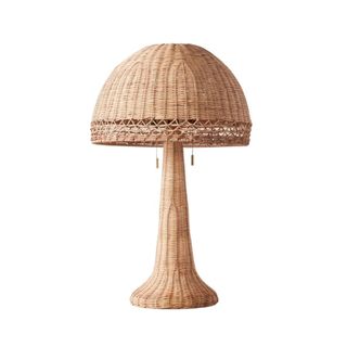 A mushroom rattan lamp