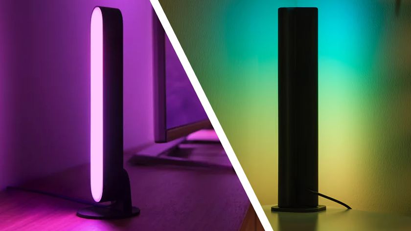 Split image of IKEA and Philips Hue light bars