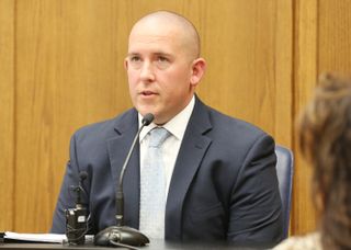 US police officer Justin Rapp sitting in court
