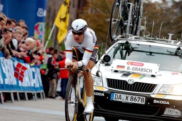 Bert Grabsch grinds ruond a huge gear to finish fourth