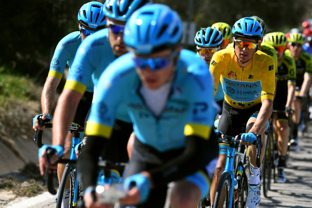 IZNJAR SPAIN FEBRUARY 20 Jakob Fuglsang of Denmark and Astana Pro Team Yellow Leader Jersey during the 66th Vuelta a Andaluca Ruta del Sol 2020 Stage 2 a 1981km stage from Sevilla to Iznjar 527m VCANDALUCIA UCIProSeries on February 20 2020 in Iznjar Spain Photo by David RamosGetty Images