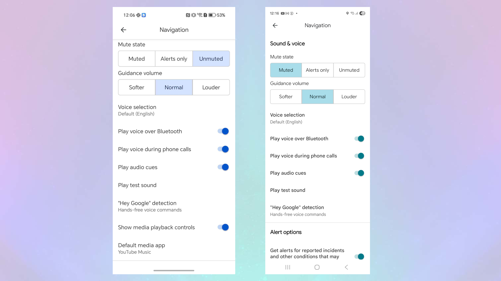 The different settings menus showing the missing toggle option