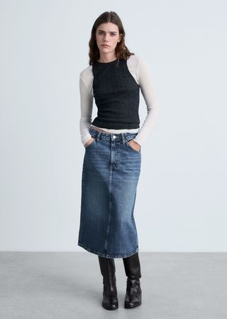 MANGO, Denim Midi-Skirt