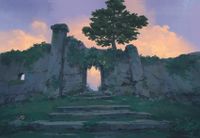 Digital art in progress from a matte painting tutorial