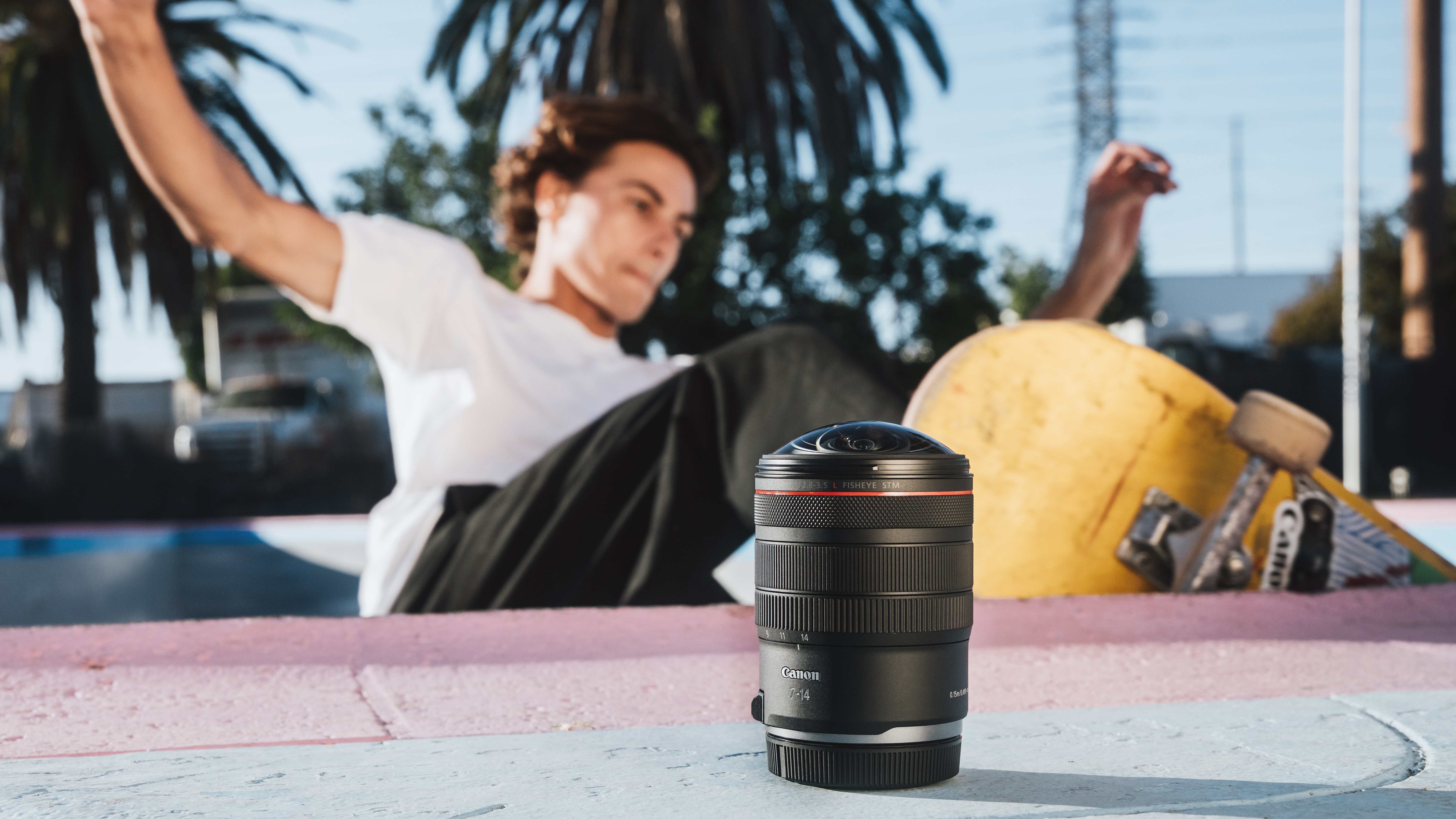 A photographer using the Canon RF 7-14mm f/2.8-3.5L Fisheye STM