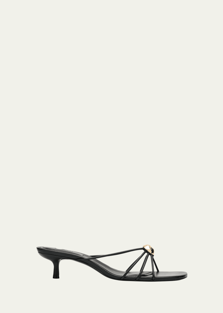 Amaya Strappy Leather Kitten-Heel Sandals