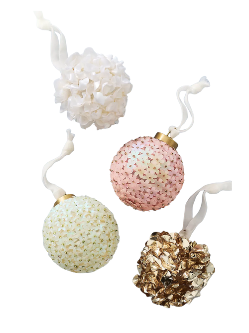 Embellished Bauble Ornaments, Set of 4