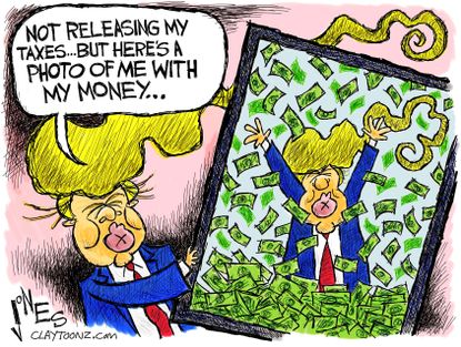 Political Cartoon U.S. trump Taxes 2016