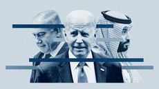 Illustration of Benjamin Netanyahu, Joe Biden and Mohammed bin Salman