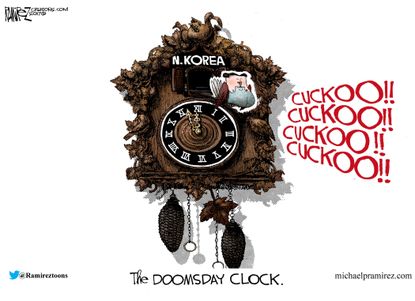 Political cartoon World Kim Jong-un nuclear bombs